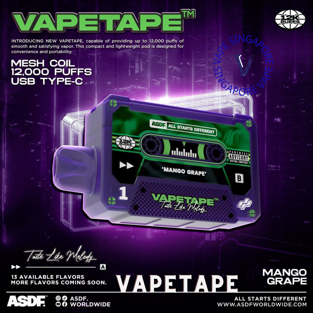 Vape Tape 12,000 puff disposable vape - Vape Singapore SG Vape